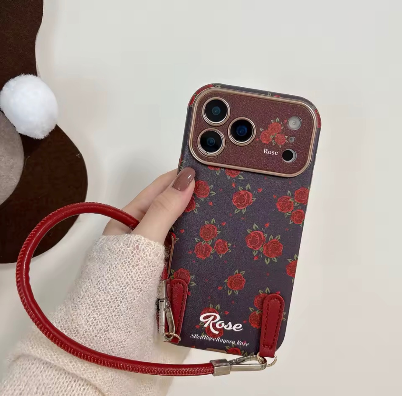 قاب آیفون midnight rose همراه با بند